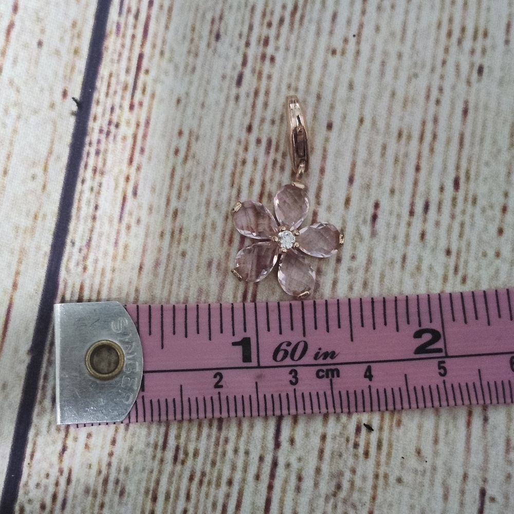 Rose Gold and Zirconia Cherry Blossom Charm - Picture 2 of 4